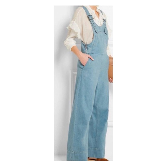Chloe Denim - Chloé Washed Blue Denim Overalls Jumpsuit Size Fr 40